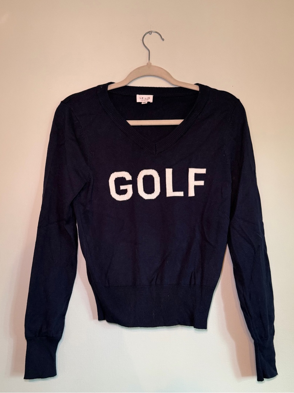 Le Lis Navy 'GOLF' V-Neck Sweater